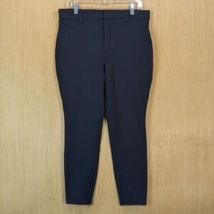 Lands End Pants Womens 12 Petite Black Zipper‎ Ankle Business Casual Stretch